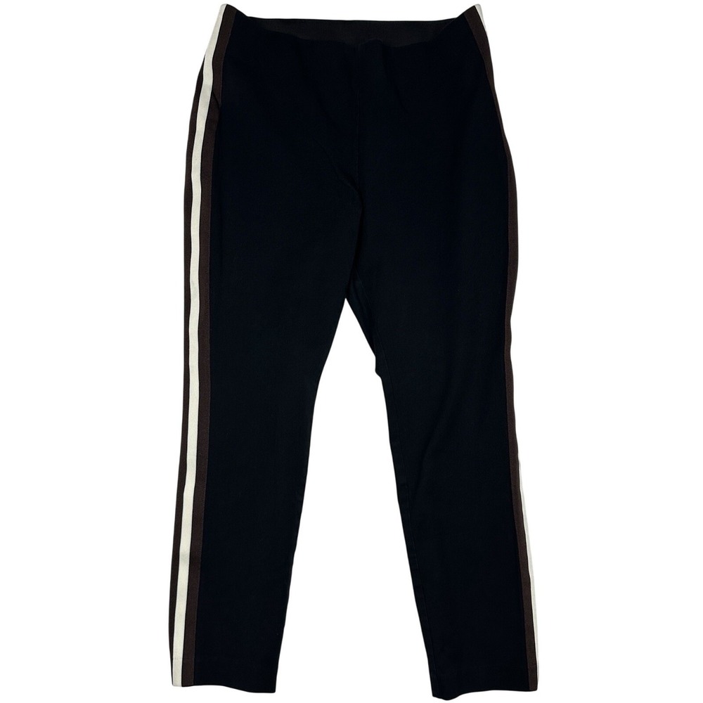 A New Day Skinny Ankle Pants Womens Size 8 Black White Stripe Stretch Side Zip